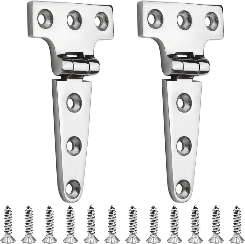 MEMUME Stainless Steel T Hinges Marine Grade, 4 x 2 inch (100 x 54 mm), 6 x 3 inch (150 x 72 mm), 8 x 4 inch (196 x 97 mm), 316 SS, Boat Hinges with Screws - Image 1